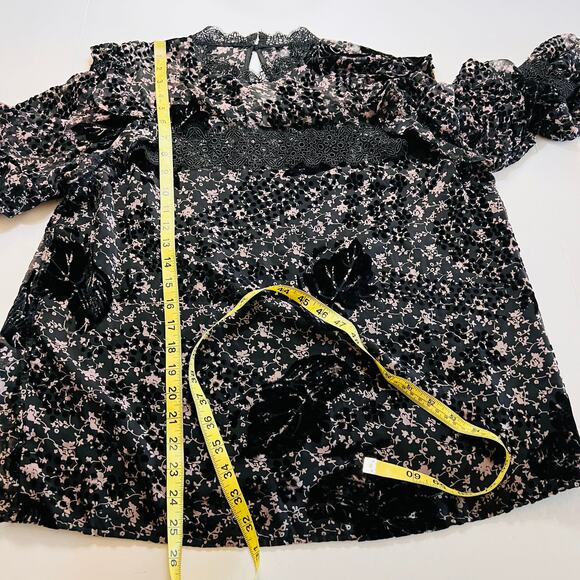 Three Floor Hoodoo Floral Mock Neck Long Sleeves Top Size 12 - Picture 9 of 10